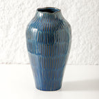 Uiddo 12.6 Inch Mat Blue Modern Handmade Ceramic Vase, Rustic Farmhouse Decorative Flower Vases for Home Decor,Pampas Grass Bouquet, Living Room,Kitchen,Office,Bedroom,Centerpiece Table Decorations