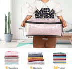 Fixwal 2pcs Small Comforter Storage Bags with Zipper 35L Capacity, Clear Plastic Closet Storage and Organizers for Clothing Sweaters Bedding Blankets