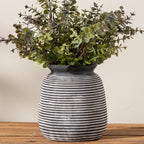 Ceramic Flower Vase, 7.48 Inch White Rustic Farmhouse Decorative Vase Pottery Wide-Mouth Vases for Home Decor Table Living Room Entryway Mantel Bookshelf Bedroom Bathroom Kitchen
