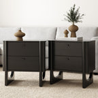 Nathan James Solace Mid Century Modern 2 Drawer Nightstand with Solid Wood Frame and Rounded Details, Raw Oak