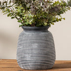 Ceramic Flower Vase, 7.48 Inch White Rustic Farmhouse Decorative Vase Pottery Wide-Mouth Vases for Home Decor Table Living Room Entryway Mantel Bookshelf Bedroom Bathroom Kitchen