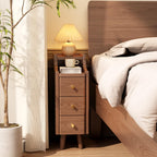 Narrow Nightstand with 2 Drawers,Walnut Nightstand,Bedside Table,Solid Wood Modern Bedside Table for Bedroom,Study,Toilet