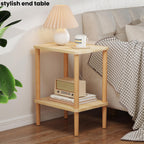 LUCKNOCK Solid Wood Side Table, 2-Tier Small End Table with Storage Shelf, Narrow Nightstand Bedside Table for Small Spaces, Bedroom, Living Room, Farmhouse, No-Tool Assembly.