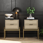 Nathan James Solace Mid Century Modern 2 Drawer Nightstand with Solid Wood Frame and Rounded Details, Raw Oak