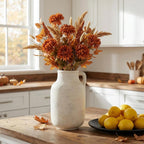 Ceramic Vase for Home Decor - 9.53 Inch Large White Farmhouse Vase, Rustic Handmade Flower Vase for Table Centerpiece, Living Room Shelf, Kitchen & Wedding Decor
