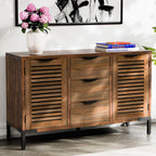Bme Millie Solid Acacia Wood Rustic Nightstand with Drawers & Open Shelf, Pre-Assembled Industrial Modern Side Table for Living Room, Bedroom