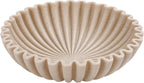 YMXYJM Large Decorative Bowl, Modern Handicraft Bowls for Home Decor, Fruit Bowl for Kitchen Counter, Ruffle Decor, Stylish Key Bowl for Entry Table, Artificial Stone Beige