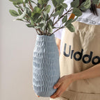 Uiddo 12.6 Inch Mat Blue Modern Handmade Ceramic Vase, Rustic Farmhouse Decorative Flower Vases for Home Decor,Pampas Grass Bouquet, Living Room,Kitchen,Office,Bedroom,Centerpiece Table Decorations