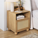 Nathan James Solace Mid Century Modern 2 Drawer Nightstand with Solid Wood Frame and Rounded Details, Raw Oak