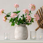 Ceramic Flower Vase, 7.48 Inch White Rustic Farmhouse Decorative Vase Pottery Wide-Mouth Vases for Home Decor Table Living Room Entryway Mantel Bookshelf Bedroom Bathroom Kitchen