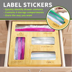 Bamboo Bag Storage Organizer for Kitchen Drawer – Expandable Drawer Organizer Compatible with Gallon, Quart, Sandwich, and Snack Bags – Versatile Storage Solution for Plastic Bags