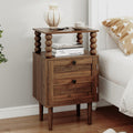 Veegle Nightstand,Modern Bedside Table with Storage Drawer and Open Wood Shelf, for Bedroom and Small Spaces,Night Stand with Solid Wood Legs (Walnut Brown)