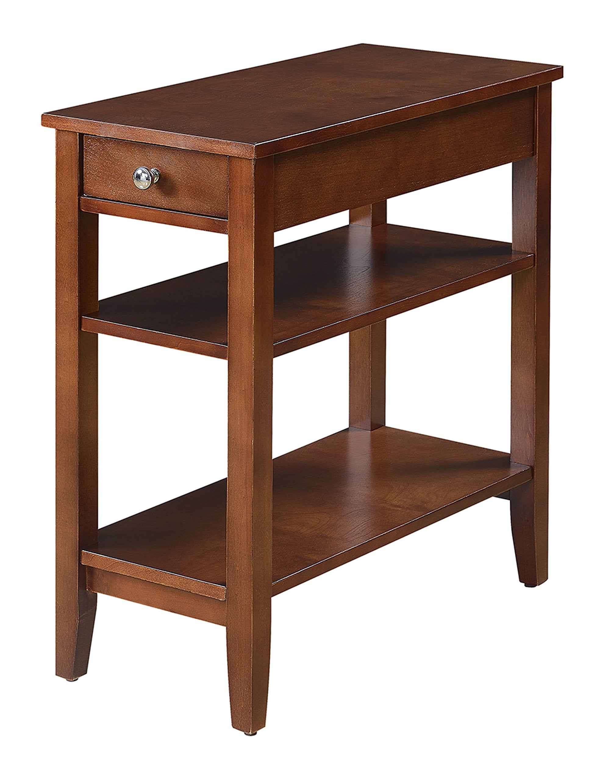 Convenience Concepts American Heritage Chairside End Table with Drawer 23.5" - Classic Living Room Table with Storage Shelf, Bedroom Nightstand, Cherry