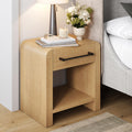 Nathan James Solace Mid Century Modern 2 Drawer Nightstand with Solid Wood Frame and Rounded Details, Raw Oak
