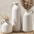 CUCUMI Ceramic Vase Set of 5, Home Decor Farmhouse Décor Handmade Pottery Vases for Pampas Grass, Dried Fresh Flowers, Table, Living Room, Kitchen, Shelf, Entryway Mantel Neutral Tones