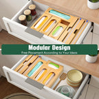 Individual Storage Bag Organizer for Kitchen Drawer, Bamboo with Foil and Plastic Wrap Organizer for Kitchen Organizers and Storage, for Gallon, Quart, Sandwich, Snack