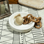 COLLECTIVE HOME - Paulownia Wood Hand Carved Tray, Fruit Snack Holder, Decorative Bowl, Rustic Home Decor Accessories for Coffee Table, Living Room, Wedding Centerpiece, 10" (washed white)