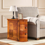 LITTLE TREE Wood End Table with 2 Drawers Sofa Side Table, No Assembly Required Vintage Slim Nightstand Bedside Table for Bedroom