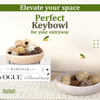FNTSTICGOODS Travertine Decorative Bowl - 7.8” Diameter & 2” Height - Key Bowl for Entryway Table - Travertine - Organic Modern Centerpiece - Beige/Natural
