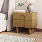 Nathan James Solace Mid Century Modern 2 Drawer Nightstand with Solid Wood Frame and Rounded Details, Raw Oak
